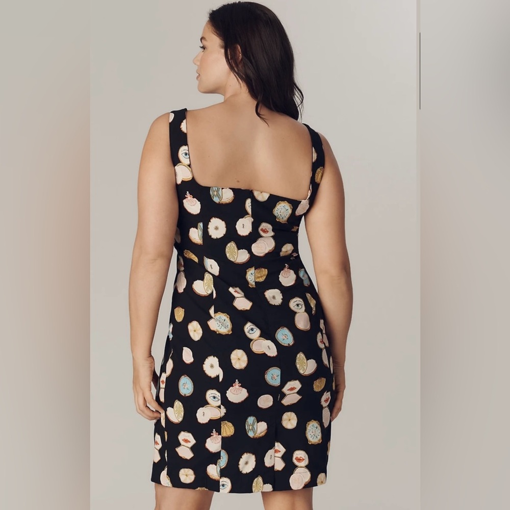 ANTHROPOLOGIE MAEVE SQUARE-NECK MINI DRESS DANIELLE KROLL BLACK SIZE L NWT - Picture 7 of 12